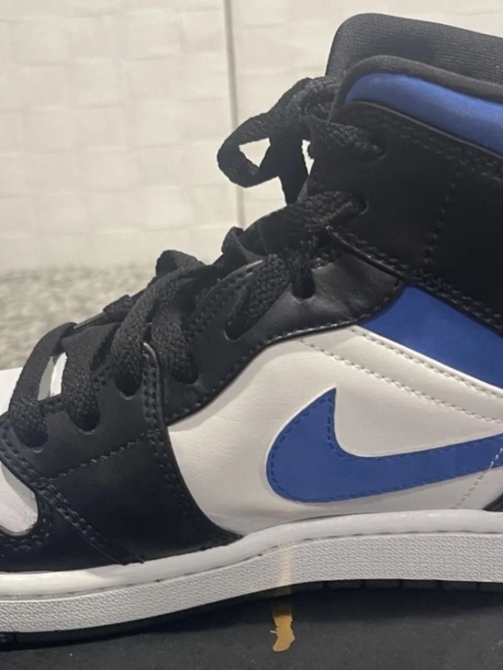 Jordan Air Jordan 1 Mid Racer Blue Black White Colorblock Sneaker Size 10 W/Box